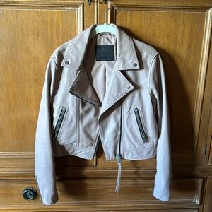all saints pink leather jacket